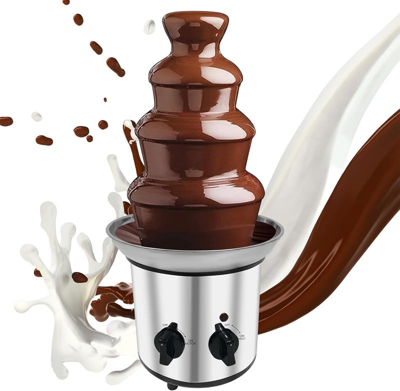 Ottapic Chocolate Fountain Machine Electric Chocolate Fondue Fountain Machine 4 Tier Stainless Steel 4-Pound Capacity for Chocolate, Butter, Cheese - Image 1